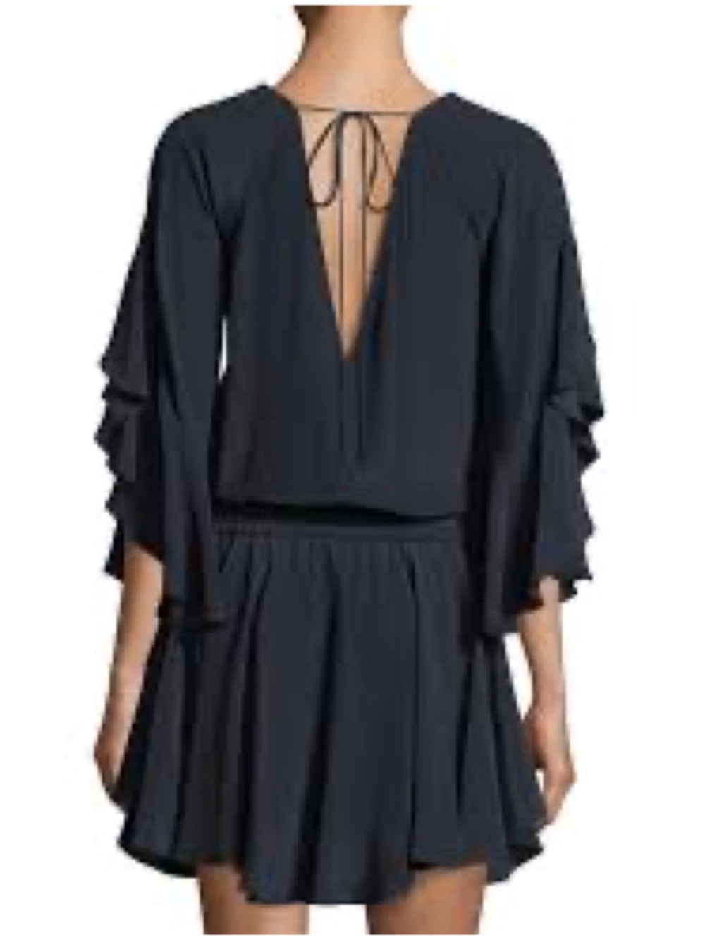 A.L.C. Cannon Draped-sleeves Silk Mini Dress In Midnight 10 - Picture 3 of 14